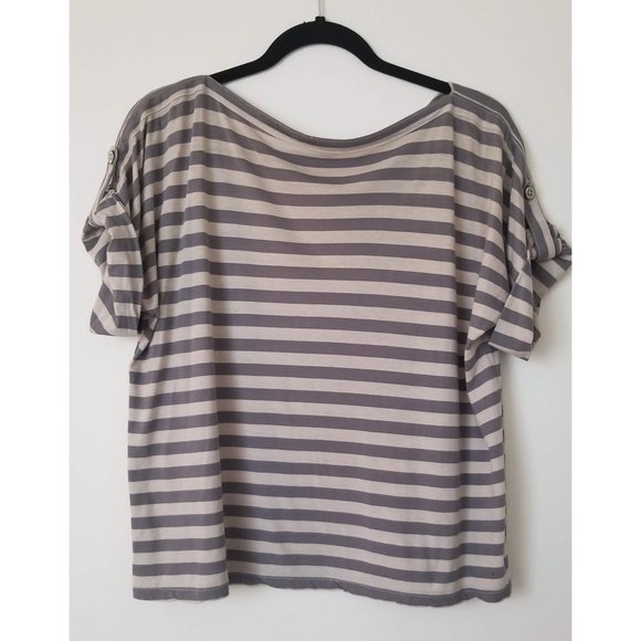 Fossil Brown Striped Flowy Crop - Picture 2 of 3